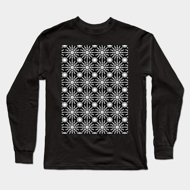 Black and white seamless pattern Long Sleeve T-Shirt by Spinkly